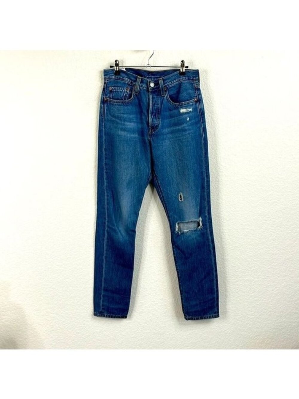 Levi's Premium 501 Skinny Jeans Sansome Street Distressed Cut Button Fly
